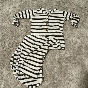 Lou Lou and company green striped newborn gown